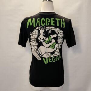 Macbeth Shirt Mens XS Black Vegan Graphic Cow Animal Rights Short Sleeve Tee